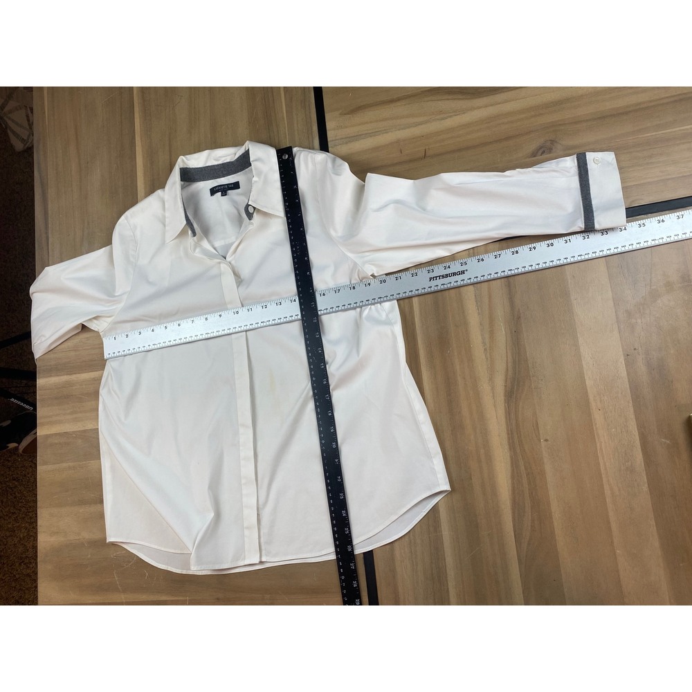 Lafayette 148 New York Womens White Button Down Shirt Top Long Sleeve‎ Size L - Picture 8 of 9